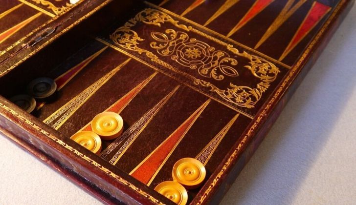 A vintage backgammon board.