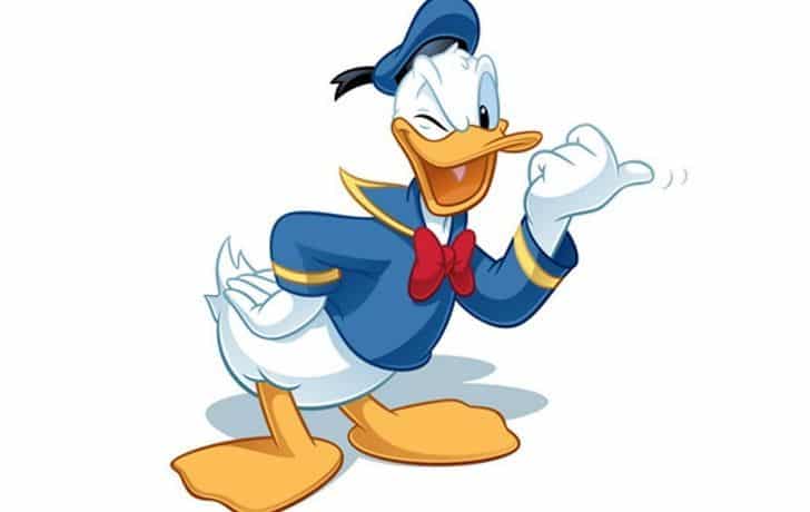 Donald Duck winking.