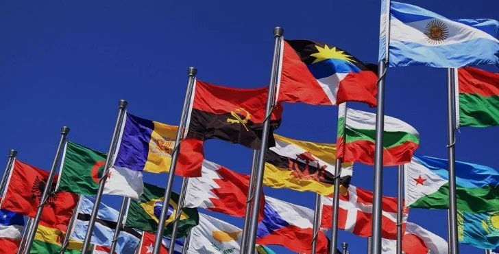 Various international flags