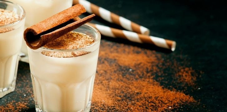 Eggnog with cinnamon on top