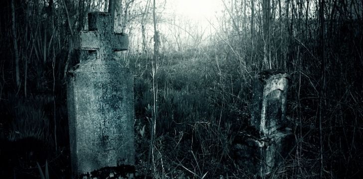 Gravestones at dusk