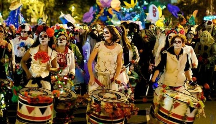 Halloween parade drummers