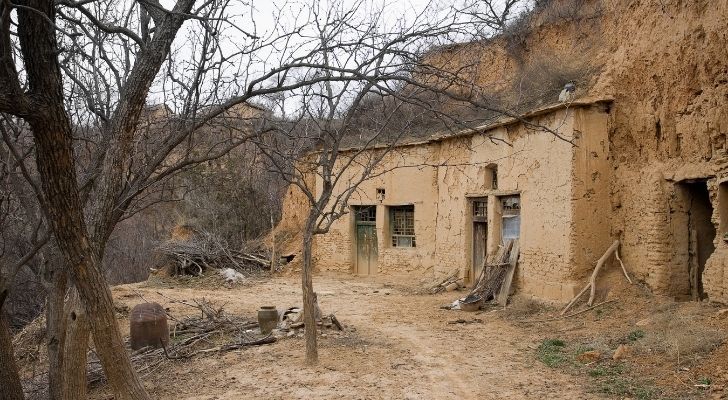 A home carved into a cave in China