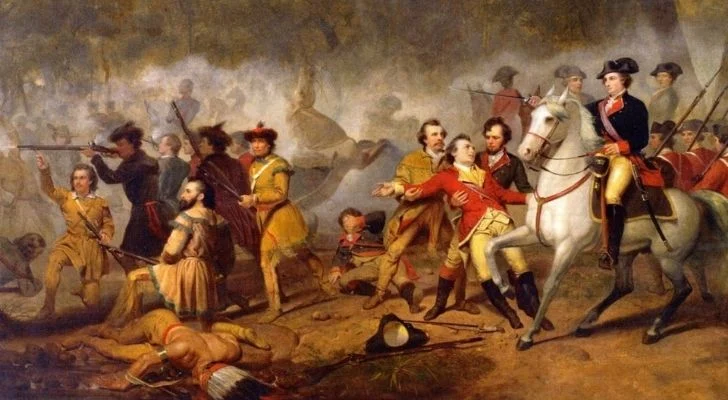 An artist painting of the Indian War