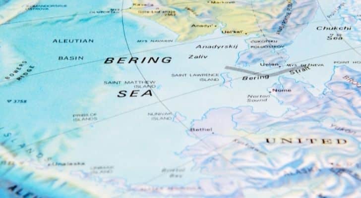 The Bering Strait on a map