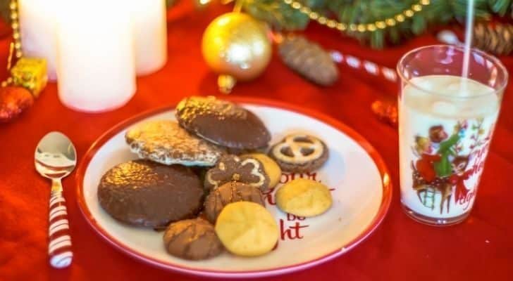 Milk and cookies say out ready for Santa