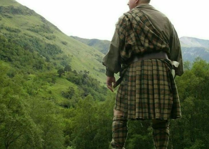 Someone wearing a Great Kilt