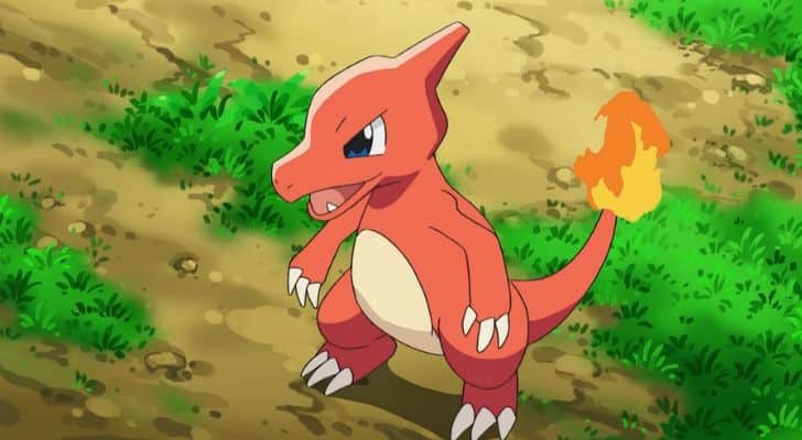 Charmeleon looking fierce with a fiery tail