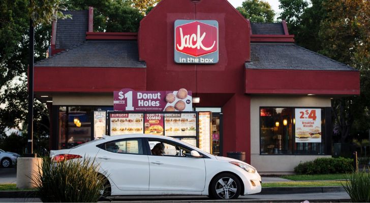 A Jack in the Box restaurant drive-thru