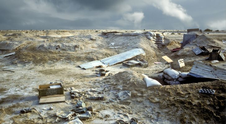 A trench on a desolate battlefield