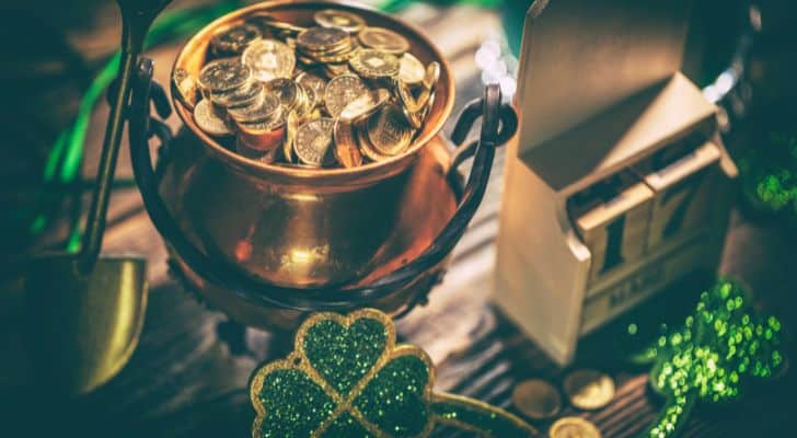 A collection St. Patrick's Day accessories on a table