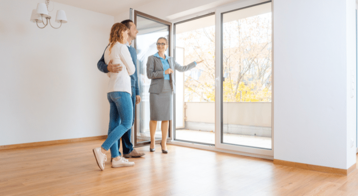 A couple being showing a prospective rental accommodation