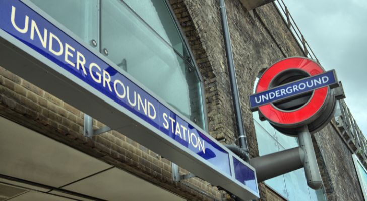 A sign for the London Underground above one of its many entrances