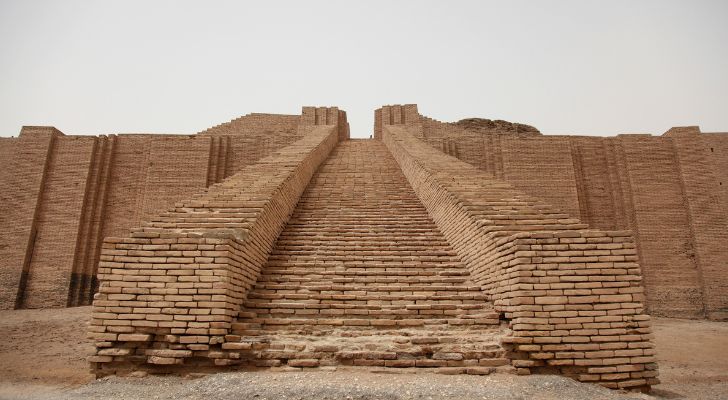 The steps of the Ziggurat of Ur built in what was Sumeria