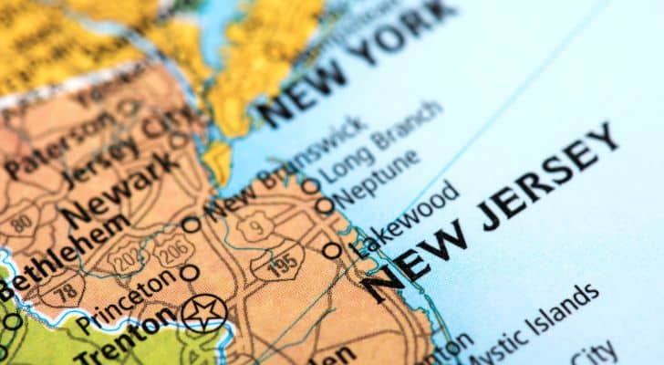 A map of the US showing New Jersey