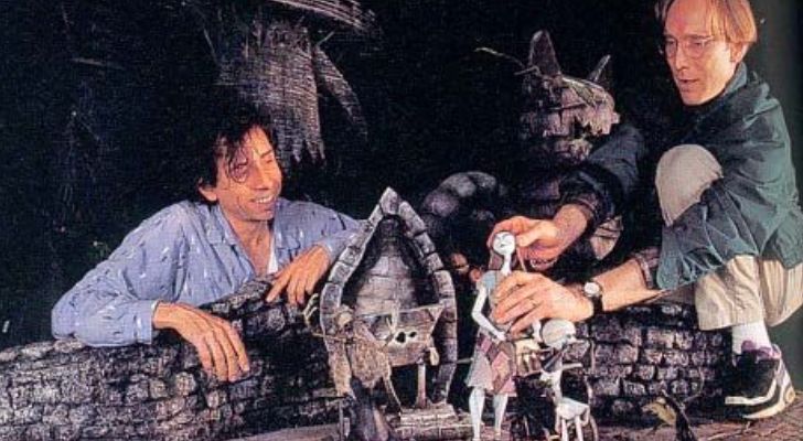 Tim Burton and Henry Selick on the set of The Nightmare Before Christmas