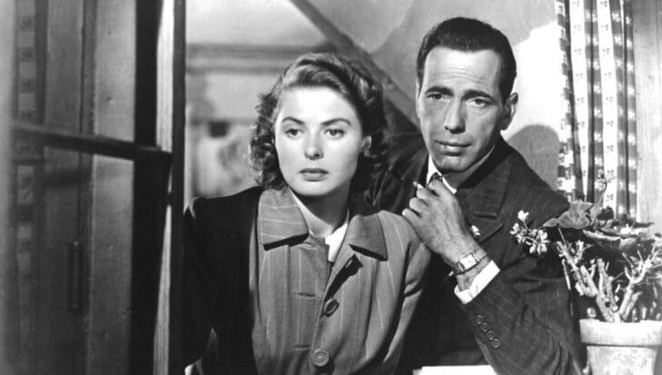 A black and white scene with two people from Casablanca associated with a piano sold for $3.4 million