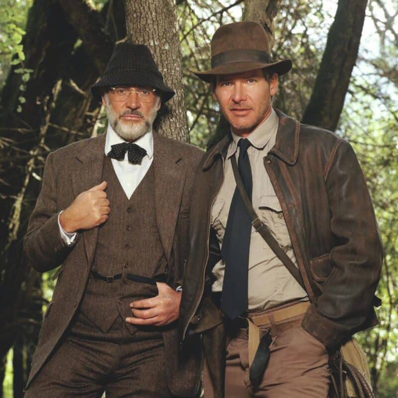 Harrison Ford and Sean Connery in their roles as Indiana Jones