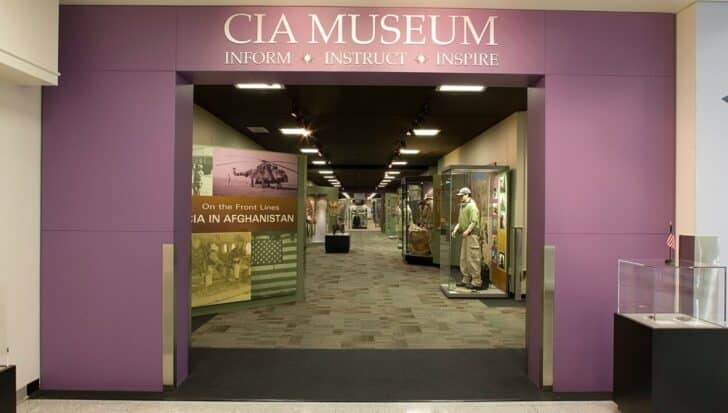 Entrance to the CIA Museum featuring displays about CIA in Afghanistan